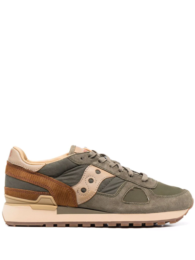 Saucony Shadow Original Sneakers In Green Suede And Fabric | ModeSens