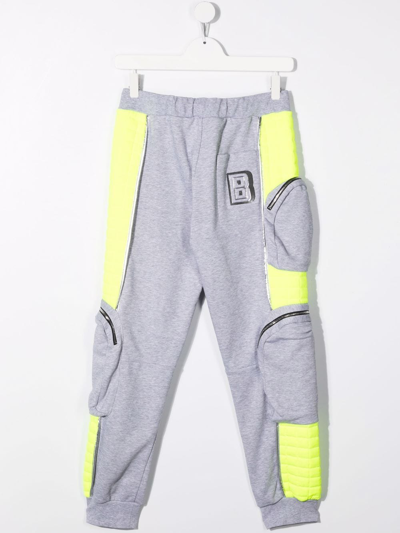 Shop Balmain Teen Panelled Track Pants In Grey