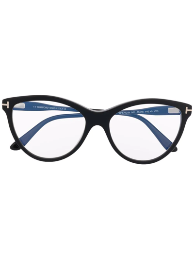 Tom Ford Polished-effect Cat-eye Frame Glasses In Black