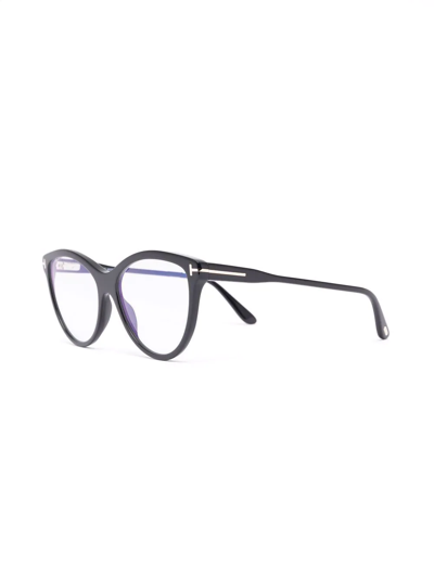 Tom Ford Polished-effect Cat-eye Frame Glasses In Black