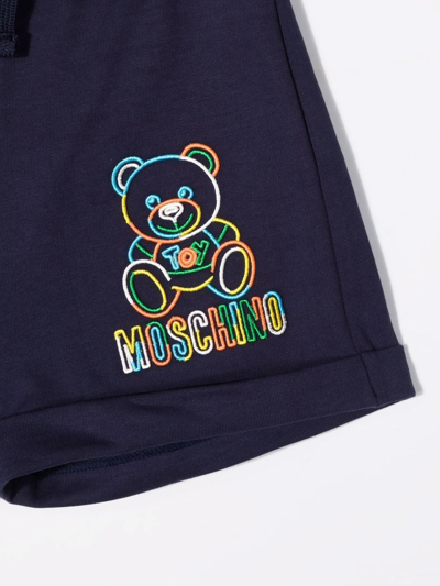 Shop Moschino Teddy Bear-motif Track Shorts In Blue
