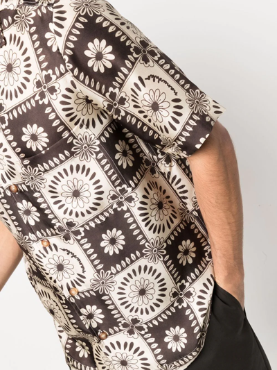 Shop Nanushka Floral-print Silk Shirt In Neutrals