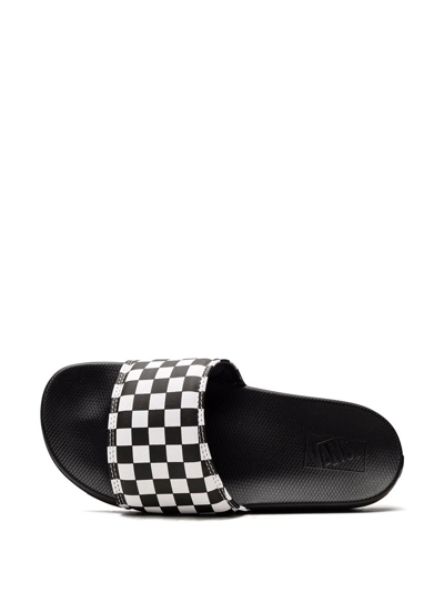 Shop Vans La Costa "checkerboard" Slides In White