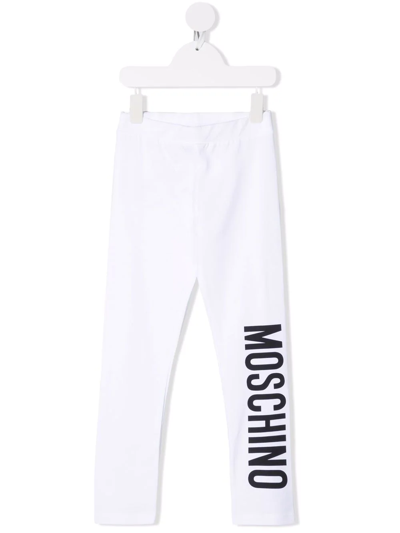 Shop Moschino Logo-print Elasticated-waist Leggings In White