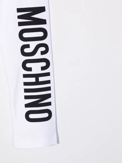 Shop Moschino Logo-print Elasticated-waist Leggings In White