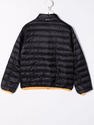 Herno Teen Logo-plaque Feather-down Puffer Jacket In Black