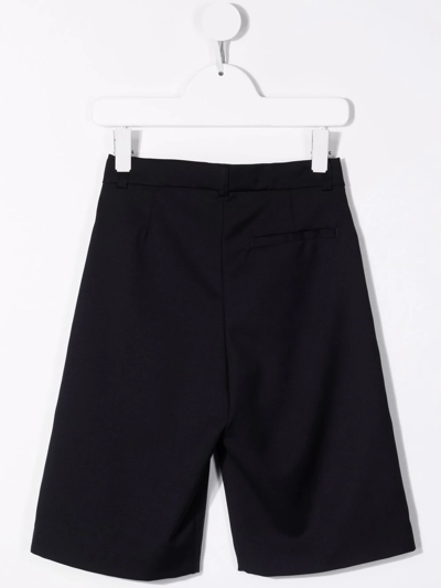 Fendi Logo-embossed Wool Shorts In Blue