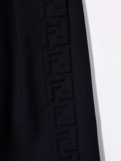Fendi Logo-embossed Wool Shorts In Blue