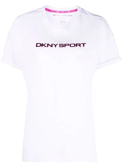 Shop Dkny Chest-logo Crewneck T-shirt In White