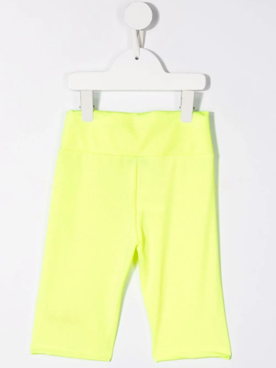 Shop Msgm Logo Embroidered Leggings In Yellow