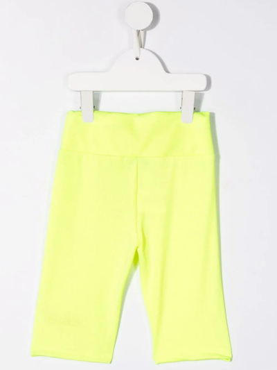 Msgm Teen Logo-embroidered Leggings In Yellow