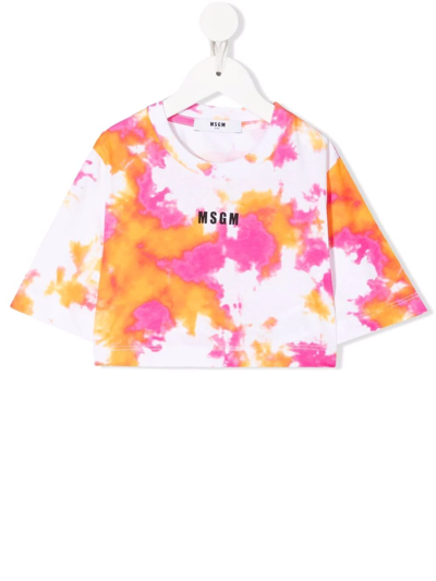 Shop Msgm Logo Tie-dye T-shirt In White