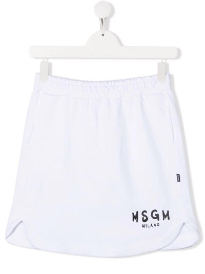 Shop Msgm Teen Logo Print Skirt In White