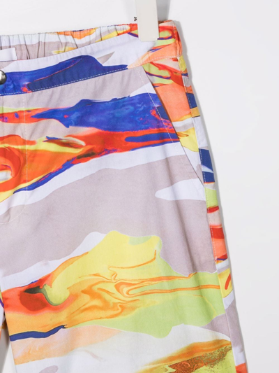 Shop Msgm Abstract Print Shorts In Grey