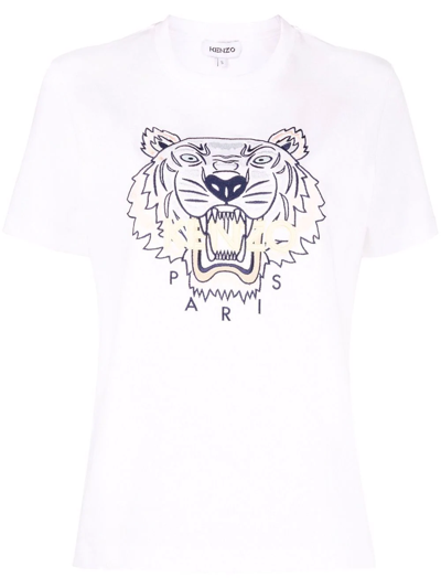 Shop Kenzo Tiger Head-print T-shirt In White