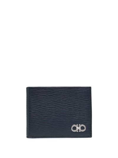 Shop Ferragamo Gancini Bi-fold Leather Wallet In Blue