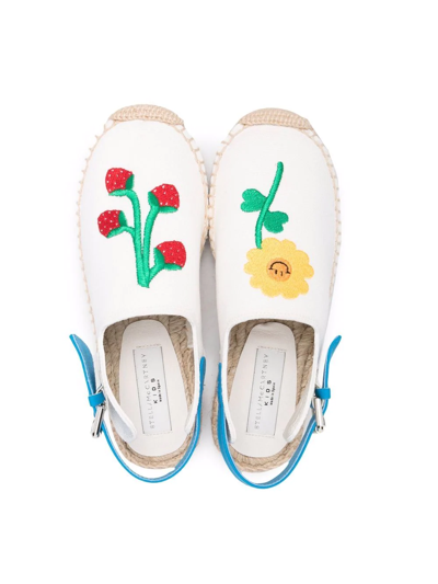 Shop Stella Mccartney Embroidered Slingback Sandals In White