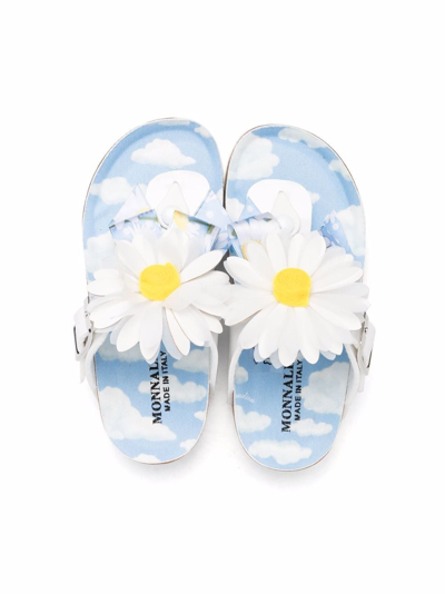 Shop Monnalisa Floral Embellished Sandals In Blue