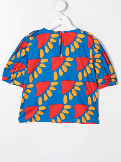 Shop Stella Mccartney Abstract-print Ruffled Blouse In Blue
