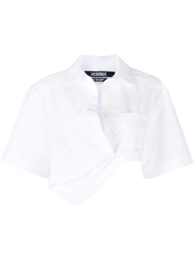 Shop Jacquemus La Chemise Capri Cropped Shirt In White