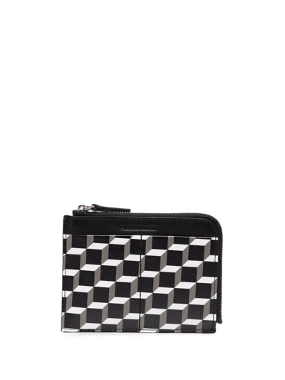 Shop Pierre Hardy Monogram-print Zip-up Leather Wallet In Black