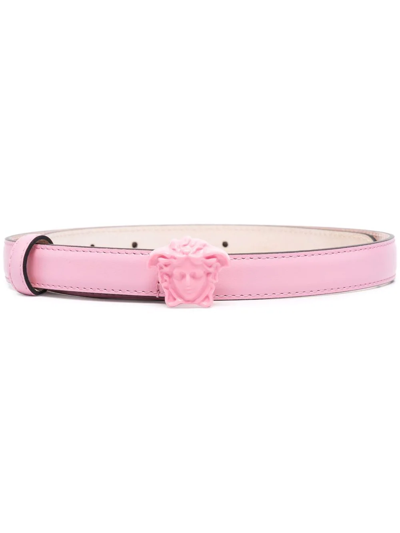 Shop Versace Medusa Buckle Belt In Pink