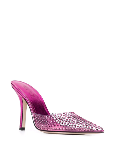 Paris Texas Crystal-embellished Pointed-toe Mules In Pink
