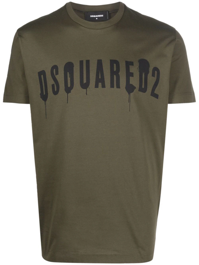 Shop Dsquared2 Logo-print T-shirt In Green