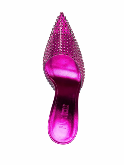 Paris Texas Crystal-embellished Pointed-toe Mules In Pink