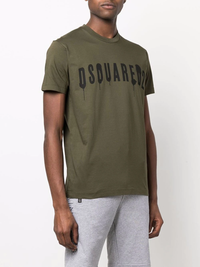Shop Dsquared2 Logo-print T-shirt In Green