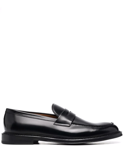 Shop Doucal's Penny Slip-on Loafers In Black