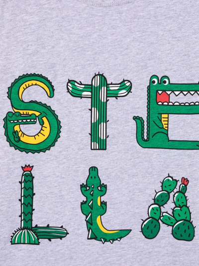 Stella Mccartney Cactus Crocodile Logo-print Top In Grey