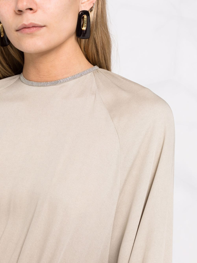 Shop Fabiana Filippi Gathered-waist Mini Dress In Grey