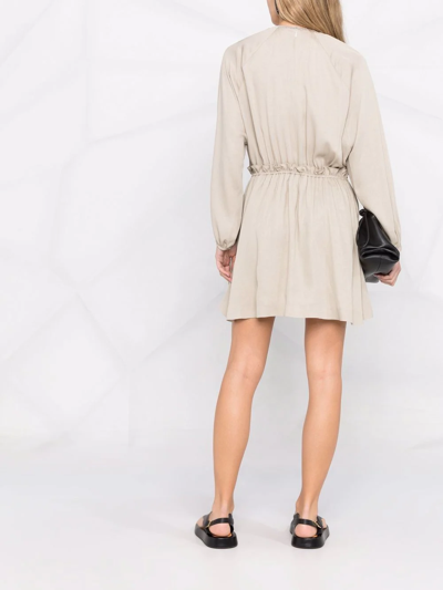 Shop Fabiana Filippi Gathered-waist Mini Dress In Grey