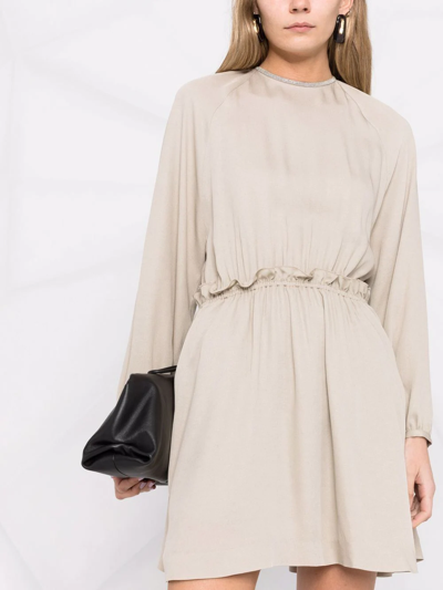 Fabiana Filippi Gathered-waist Mini Dress In Grey