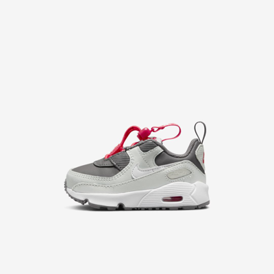 Shop Nike Air Max 90 Toggle Baby/toddler Shoes In Flat Pewter,light Silver,siren Red,white