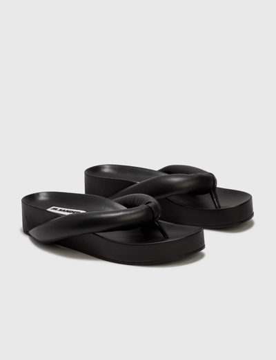 Shop Jil Sander Thong Padded Sandal In Black