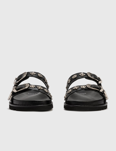 Shop Toga Virilis Studded Leather Slides In Black