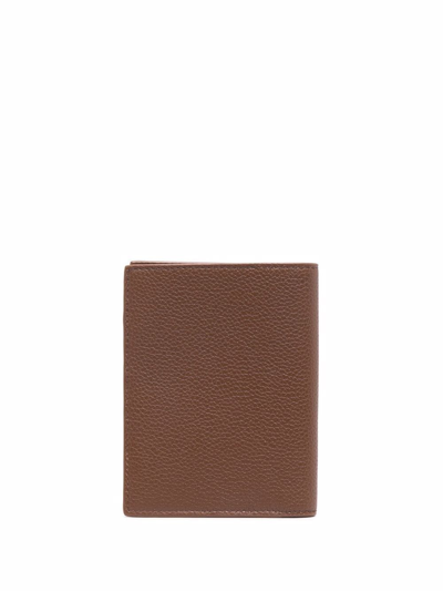 Shop Saint Laurent Logo-plaque Leather Wallet In Brown