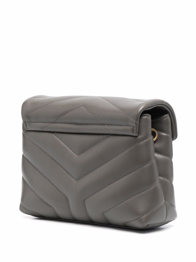 Shop Saint Laurent Loulou Toy Quilted Clutch Bag In Grey