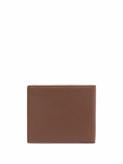 Shop Saint Laurent Logo-detail Leather Wallet In Brown