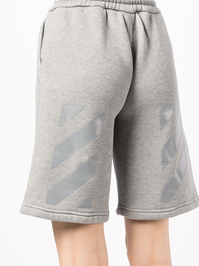 Off-white Diag-stripe Drawstring Shorts In Grey
