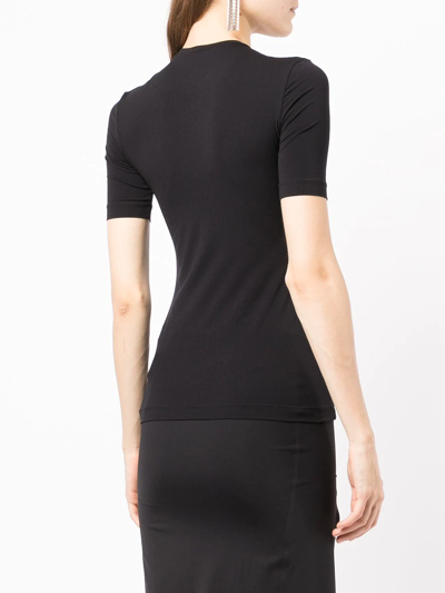 Off-white Logo-print Stretch T-shirt In Black