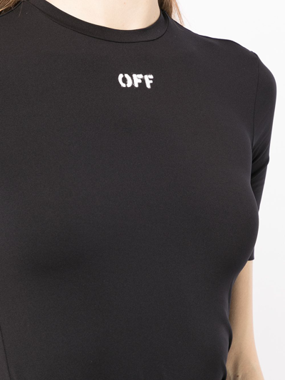 Off-white Logo-print Stretch T-shirt In Black