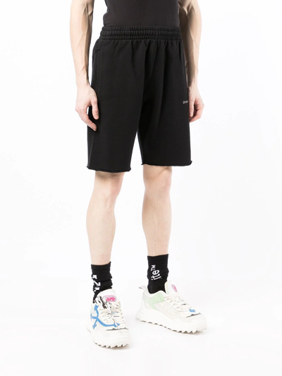 Shop Off-white Diag-stripe Cotton Shorts In Black