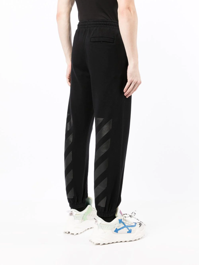 Shop Off-white Diag-stripe Cotton Joggers In Black