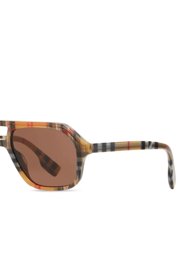 Shop Burberry Vintage-check Navigator-frame Sunglasses In Brown