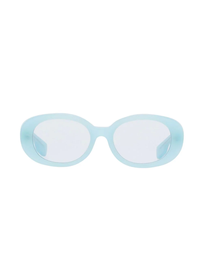 Shop Burberry Oval-frame Sunglasses In Blue