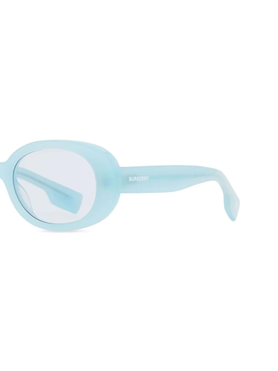 Shop Burberry Oval-frame Sunglasses In Blue