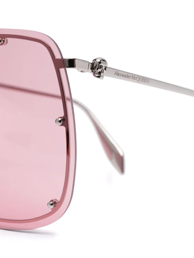 Shop Alexander Mcqueen Oversize-frame Sunglasses In Silver